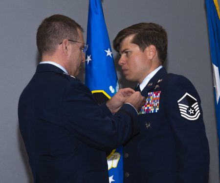 Master Sgt. John Grimesey receives the Silver Star Medal