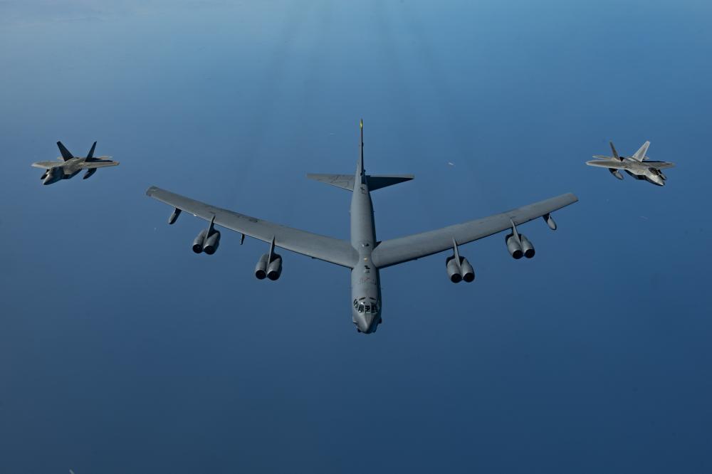 B-52 Flies with F-22s, Nine Other Nations Over Middle East in Bomber Task Force Mission