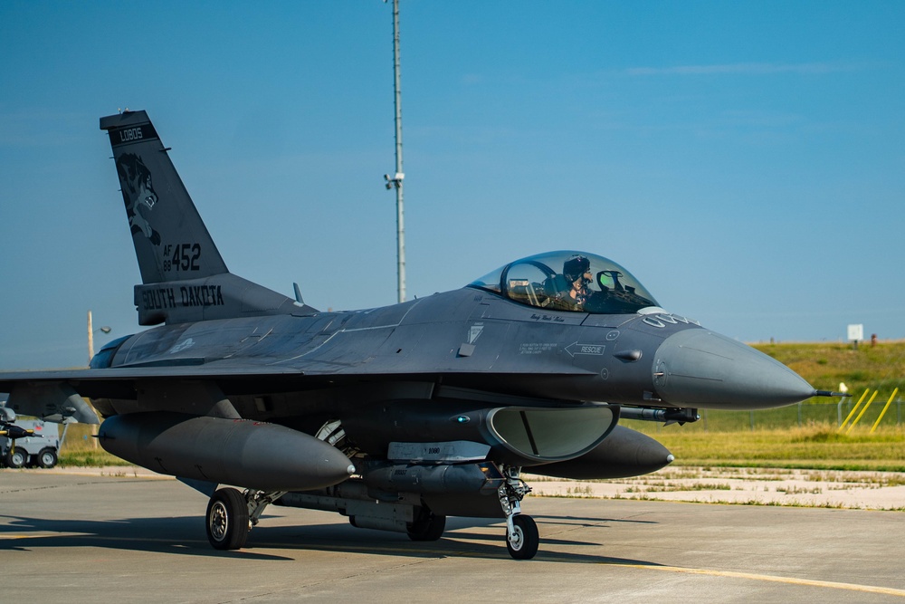 For Second Time in a Month, South Dakota Guard F-16 Slides Off Runway