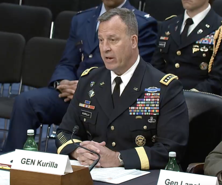 U.S. Central Command commander Gen. Michael E. Kurilla addresses lawmakers at the Senate Armed Services Committee hearing on March 7, 2024. Screenshot