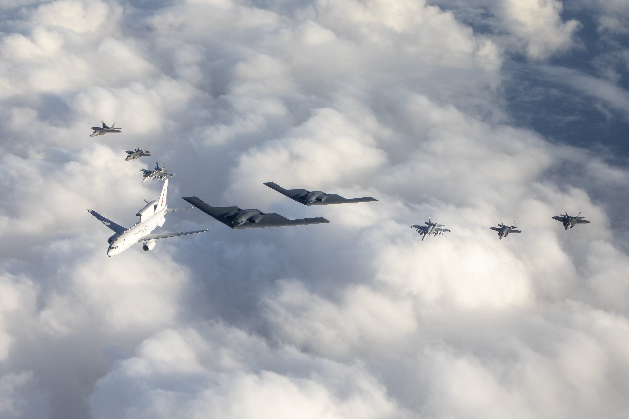 B-2 bombers fly with Australians and land on Diego Garcia